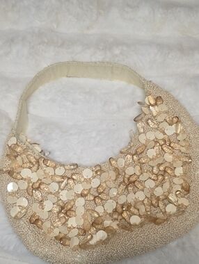 TJ Maxx Viral Embellished Cream Beaded  Bag